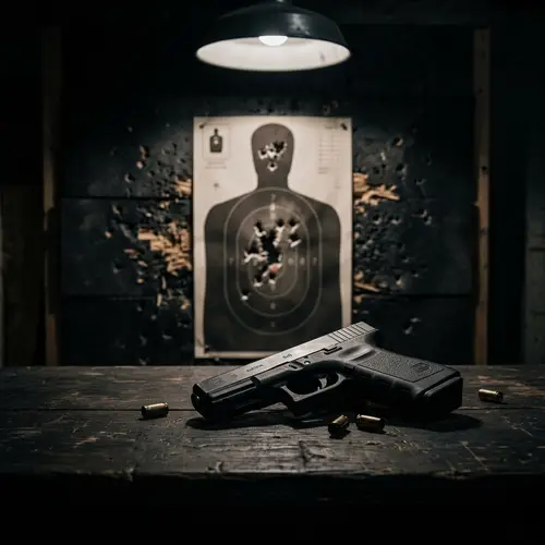 Dark Theme with Firearm and Bullet Impacts