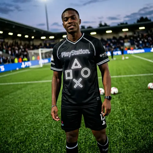 Neon PlayStation Button Black Football Jersey