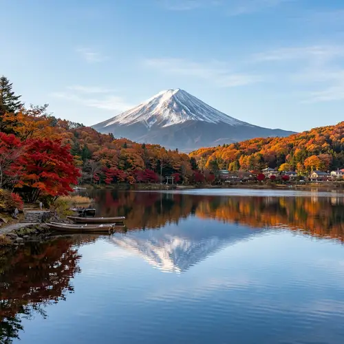 8K Realism Serene Landscape Scene with Dormant Fujiyama Volcano