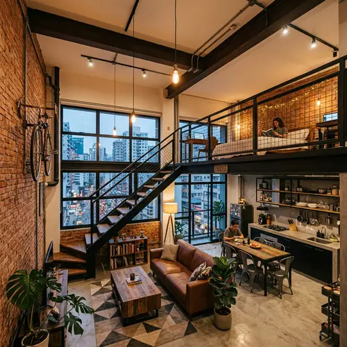 Stylish 80m² Duplex Apartment in Industrial Style