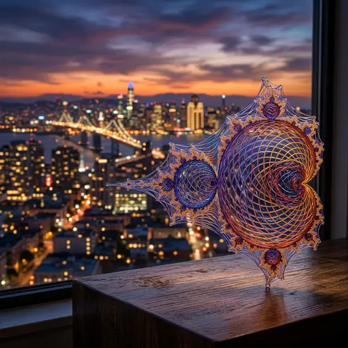 3D Glass Net Art of Mandelbrot Set in Selective Colors