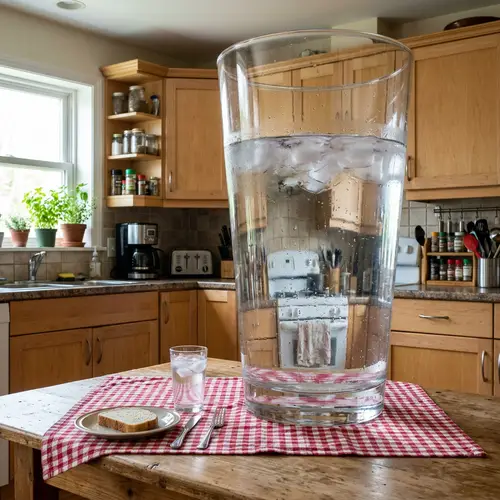 Giant Drinking Glass on Tablecloth | Scale Comparison