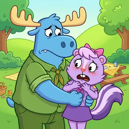 Lumpy Helps Petunia: Cartoon Heimlich Maneuver Scene
