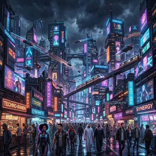 Futuristic Cityscape: Cyberpunk Urban Adventure