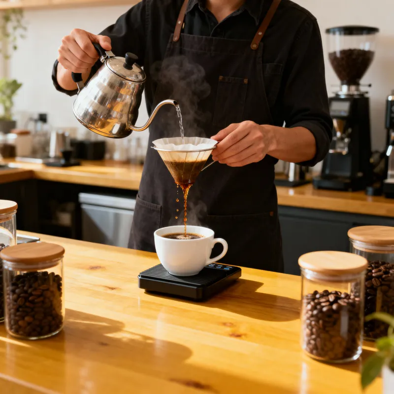 Skilled Barista Brewing Coffee