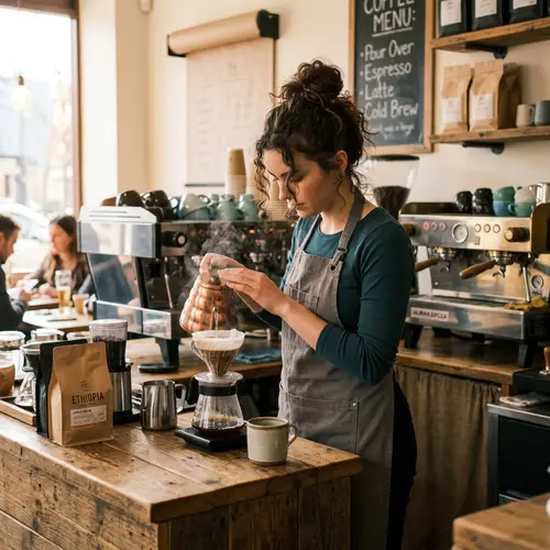 Skilled Barista Brewing Coffee