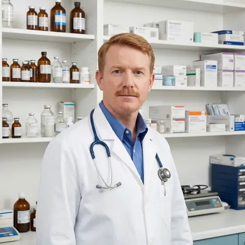 Caucasian Male Doctor with Red Hair and Mustaches