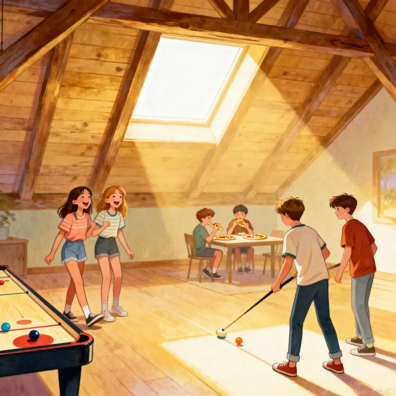 Fun Teen Gatherings in a Bright Attic