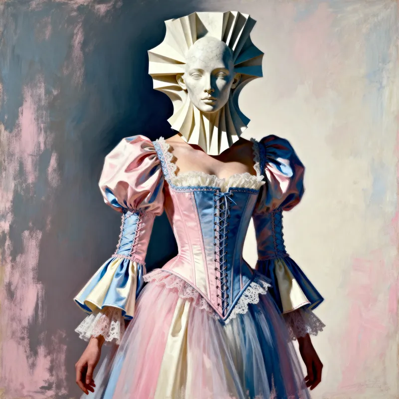 Haute Couture Romanticism Dress Design Illustration