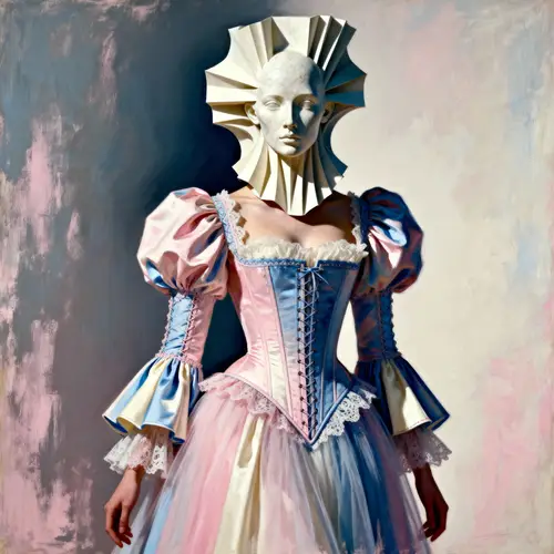 Haute Couture Romanticism Dress Design Illustration