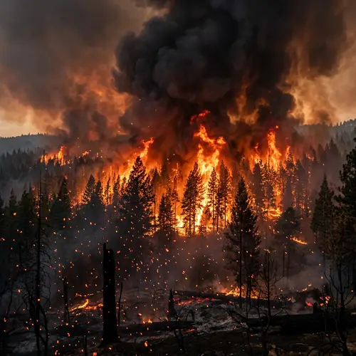 Wild Forest Fire: A Frightening Scene of Uncontrollable Blaze