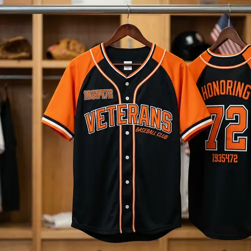 Veterans Black & Orange Baseball Shirt