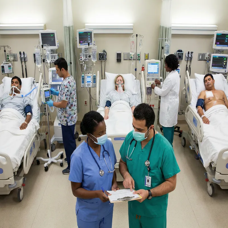 Diverse Medical Professionals in Intensive Care Unit Scene