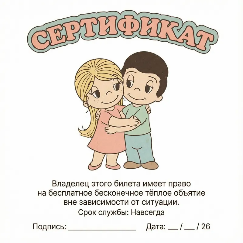 Love is... Certificate - Free Hugs Forever