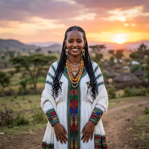 Ethiopian Woman in Traditional Attire | Proud Stance Portrait