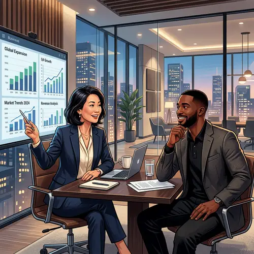 Diverse Business Tycoons Discussing Strategies in Modern Conference Room