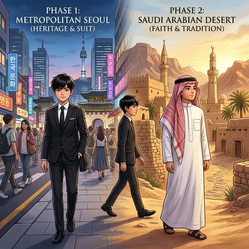 Korean Boy Transformation to Saudi Arabian Religious Influence