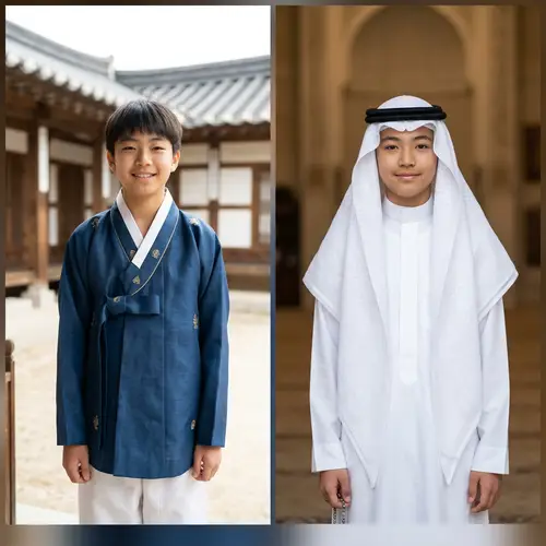 Korean Boy Transforms into Saudi Arabian Religious Figure
