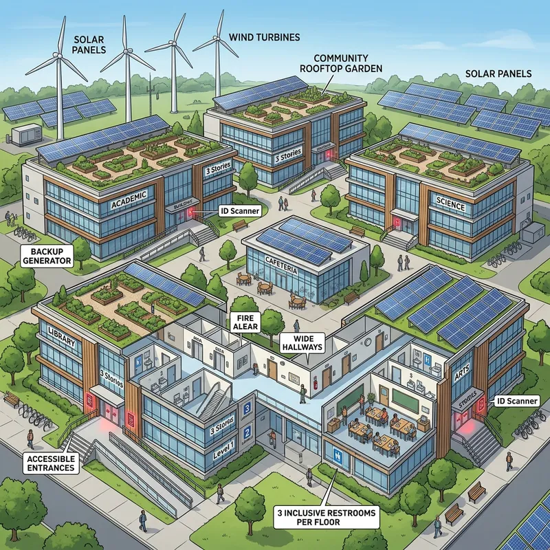 Modern Sustainable Campus Design with 5 Buildings Modern Sustainable Campus Design with 5 Buildings