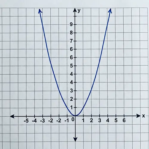 Mathematical Parabola on Grid-like Background with Numbered Axes
