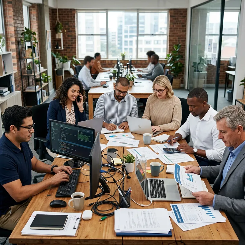 Collaborative Office Team in Modern Workspace