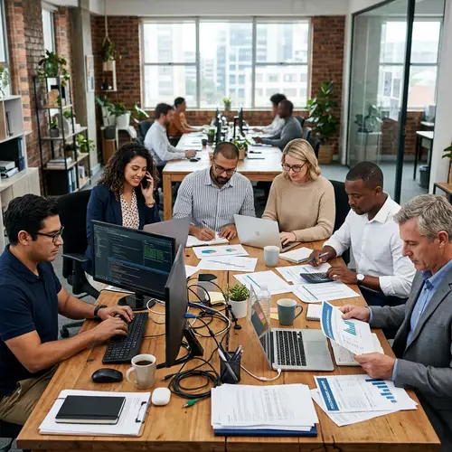 Dynamic Office Team Working Together | Modern Workspace