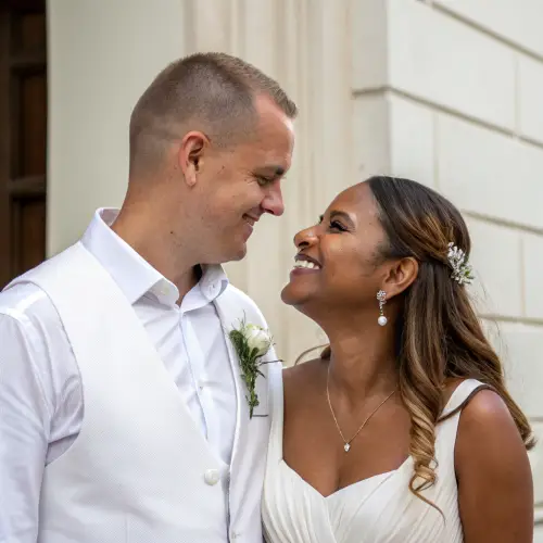 Beautiful Married Couple: Diverse Skin Tones