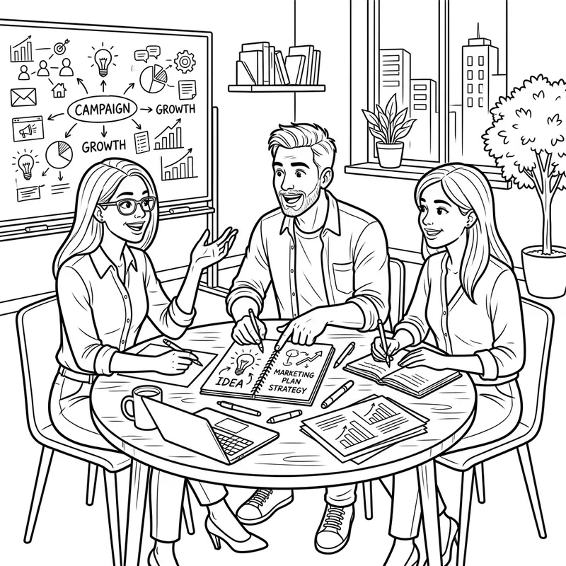 Creative Marketing Ideas - Coloring Book Vector Art