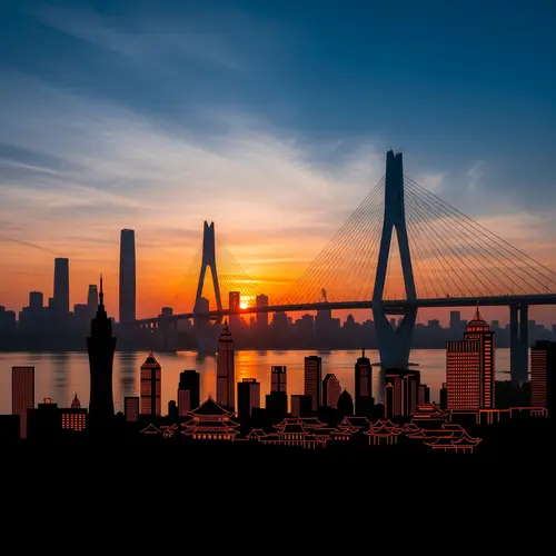 Nanjing Yangtze River Bridge Silhouette