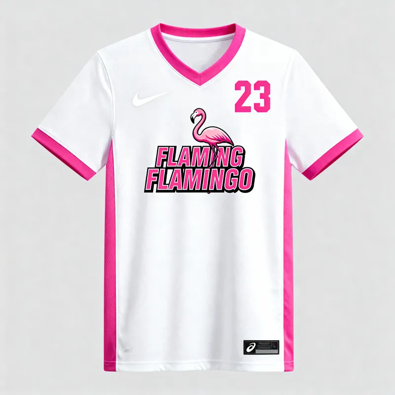 Stylish CHTM Flamingo Jersey in White and Pink