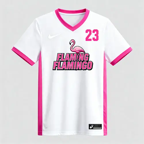 Stylish CHTM Flamingo Jersey in White and Pink