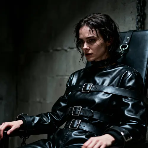 Woman in a Leather Straitjacket