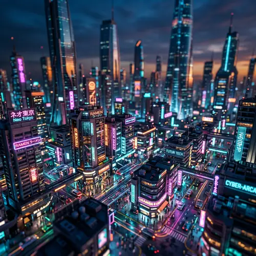 Futuristic Cityscape at Dusk | Cyberpunk Virescence