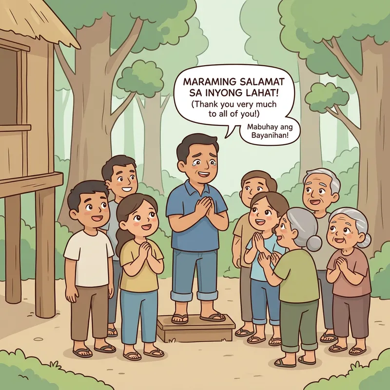 Heartfelt Bayanihan Moment: Forest Scene Illustration Heartfelt Bayanihan Moment: Forest Scene Illustration