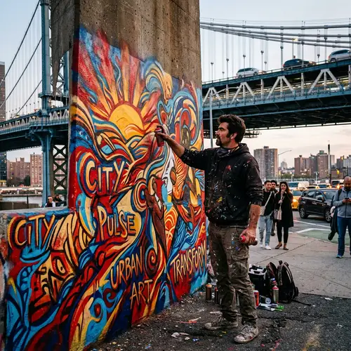 Vibrant Street Art by Mario on Iconic Suspension Bridge