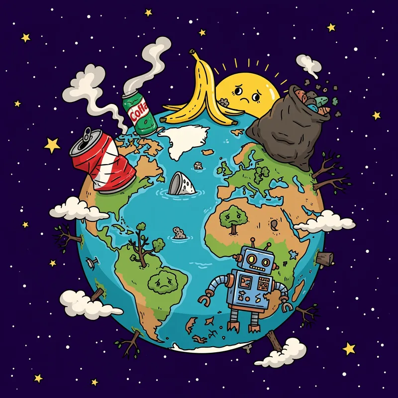 Cartoon Earth Art for Kids: Fun and Messy Imagery