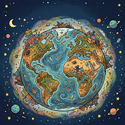 Cartoon Earth Art for Kids: Fun and Messy Imagery