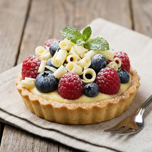 Coconut Lemon Tart with Berries & White Chocolate
