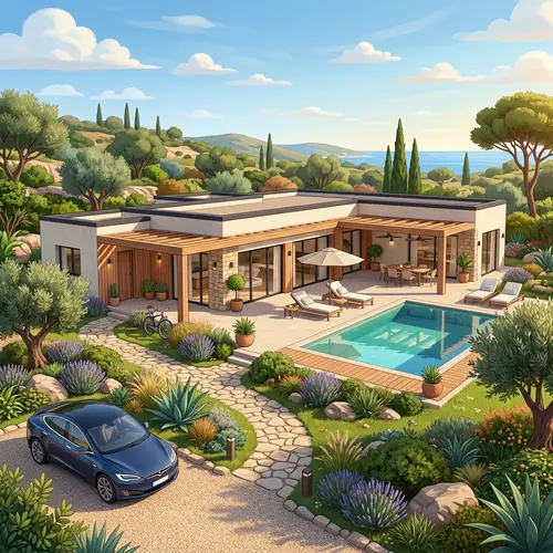 3D Illustration of a Low Villa - Visual Communication