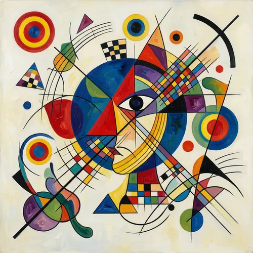 Kandinsky Style Abstract Art with Head