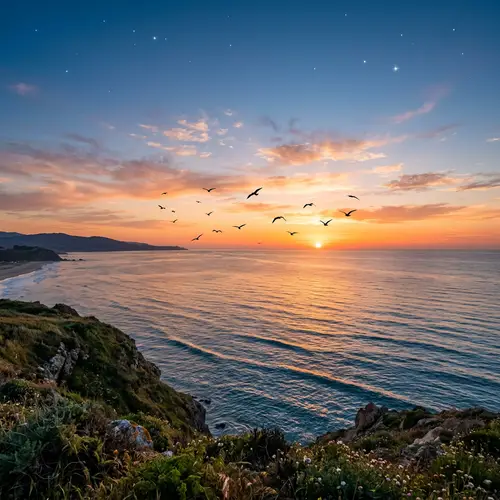 Tranquil Ocean Sunset View | Colorful Skies & Gentle Waves