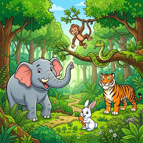 Vibrant Cartoon Forest Animals Clipart