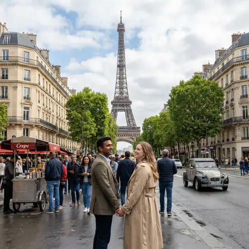 Romantic Couple Exploring Paris, France | Realistic Style