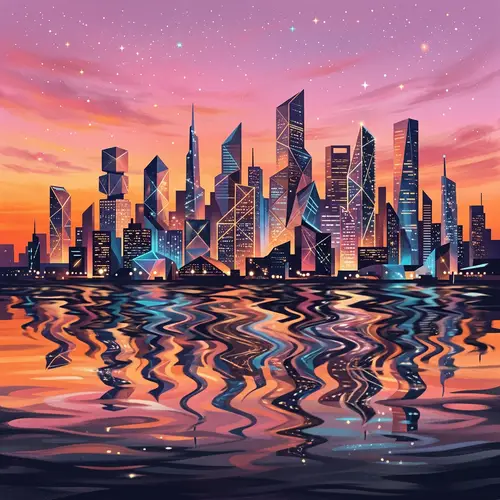 Abstract City Skyline Art: Futuristic Urban Landscape