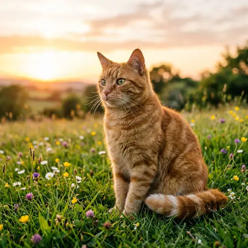 Charming Orange Tabby Cat in Nature's Splendor