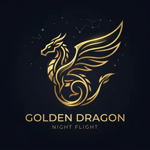 Modern Golden Dragon Logo Design