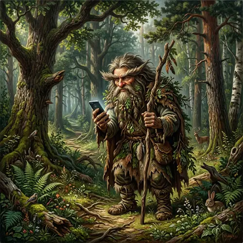 Leshy in Classicism Forest Holding Smartphone