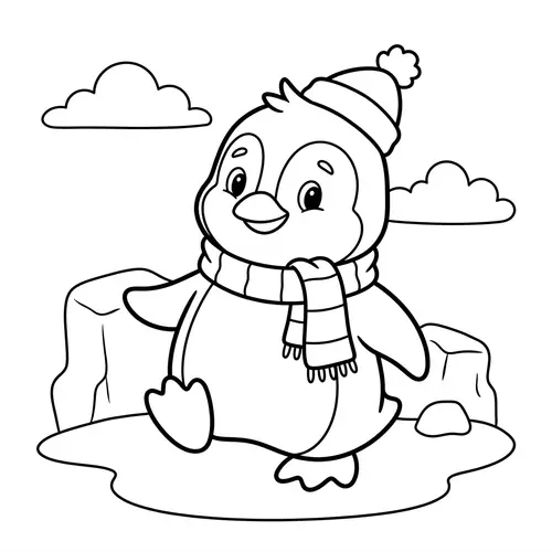 Classic Children's Book Penguin Coloring Image
