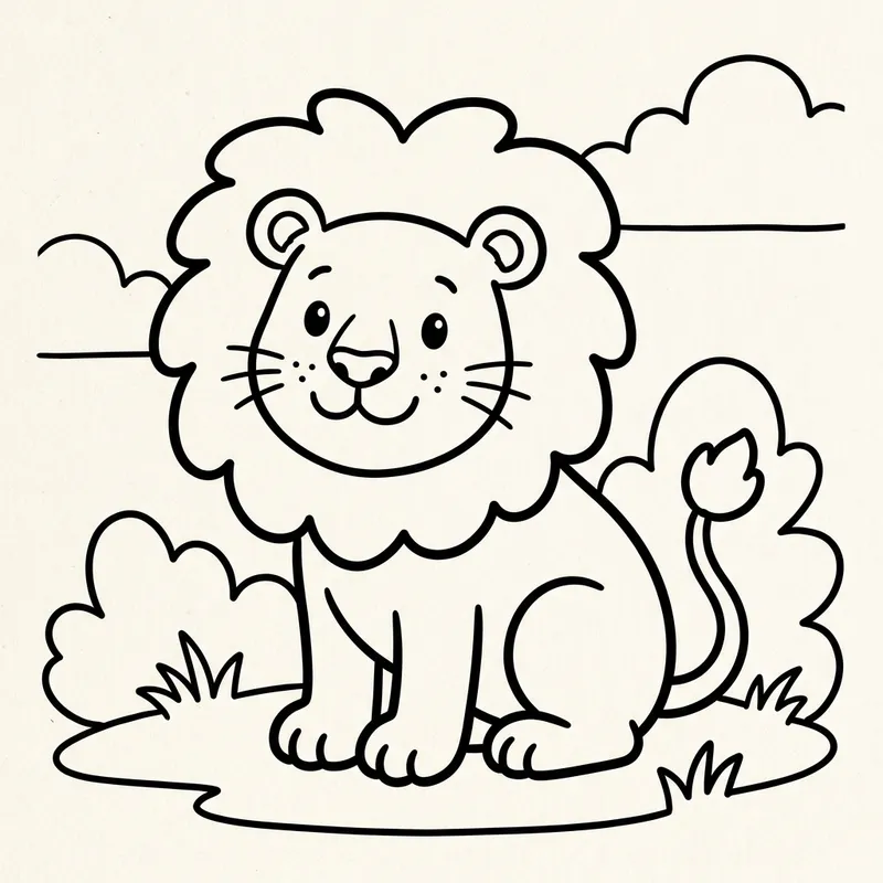 Classic Playful Lion Coloring Page for Kids 3 Years Old Classic Playful Lion Coloring Page for Kids 3 Years Old