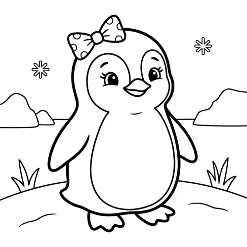 Simplified Penguin Character - Children's Coloring Image
